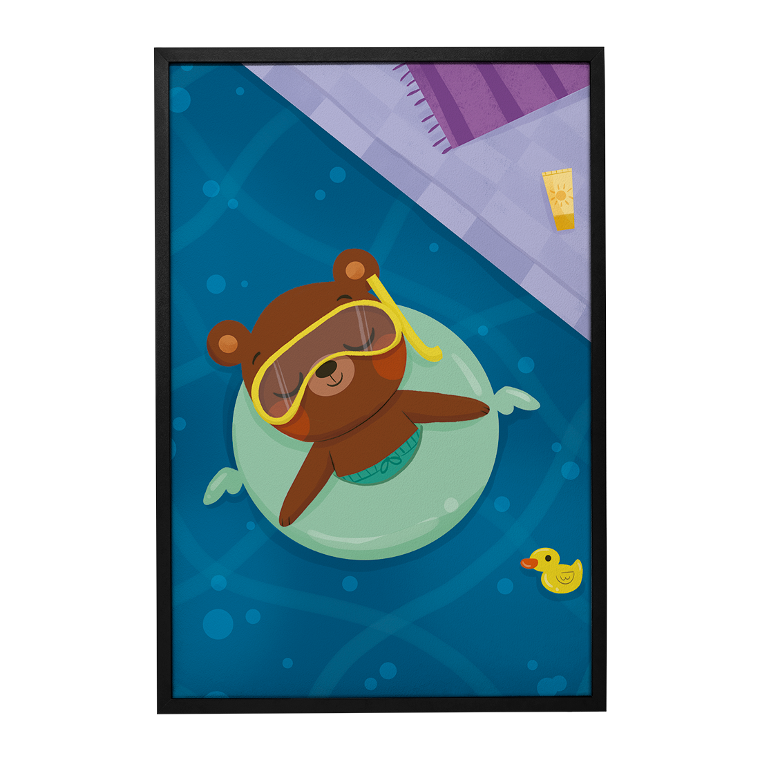 Quadro Decorativo Urso na Piscina | Luana Estela