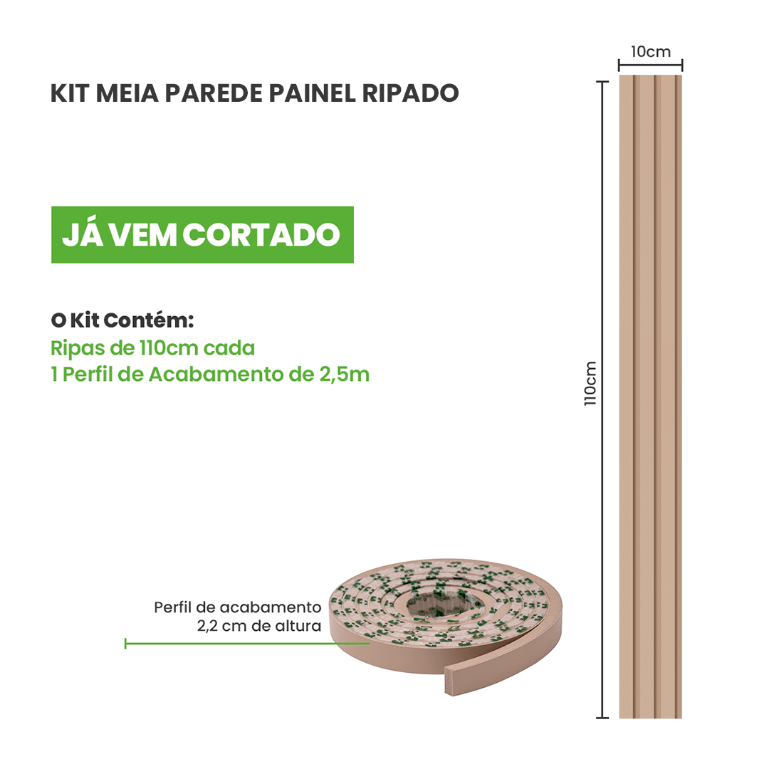 Painel Ripado Laminado Meia Parede | Linha Play