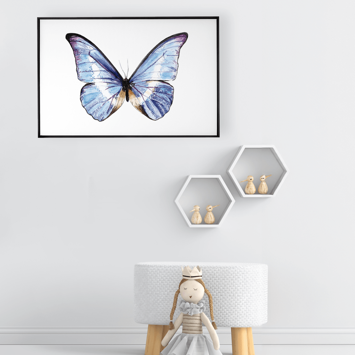 Quadro Decorativo Borboleta Azul | Bruna Berger - Meu Rodapé