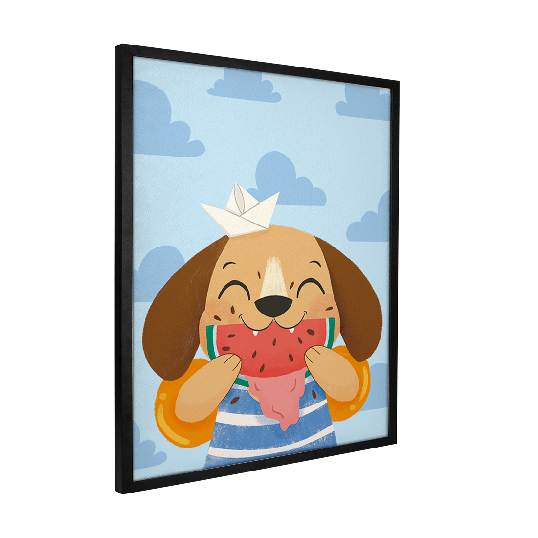 Quadro Decorativo Cachorro Comendo Melancia | Luana Estela - Meu Rodapé