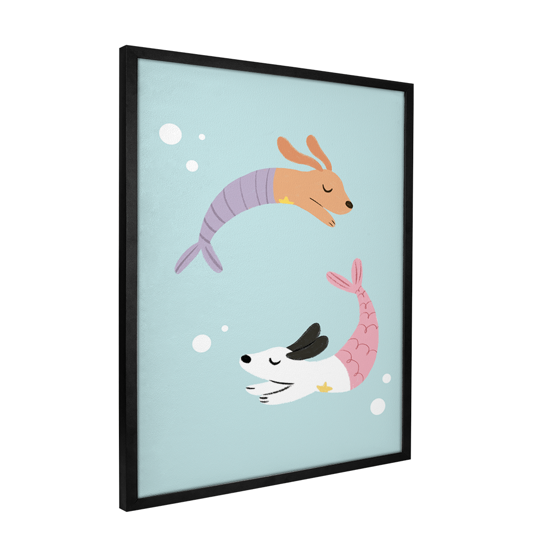 Quadro Decorativo Cachorros Sereias | Luana Estela - Meu Rodapé