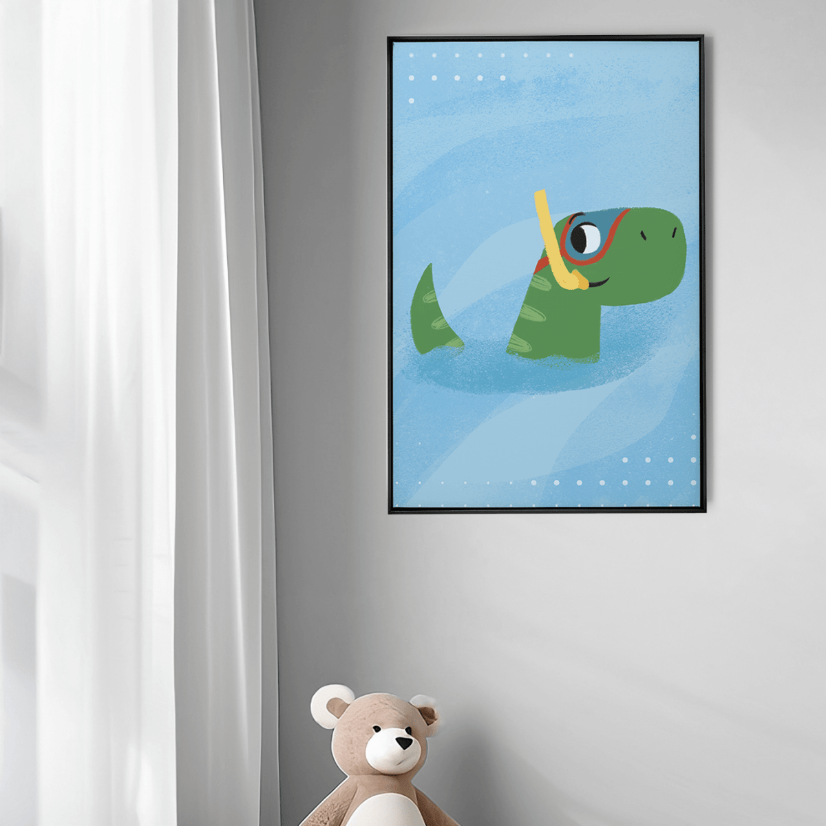 Quadro Decorativo Dino Mergulhando | Luana Estela - Meu Rodapé