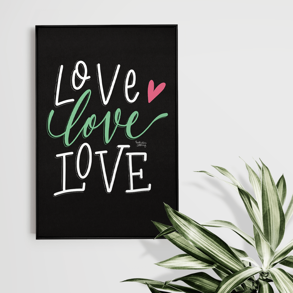 Quadro Decorativo Love Love Love | Nathalia Piovezan - Meu Rodapé