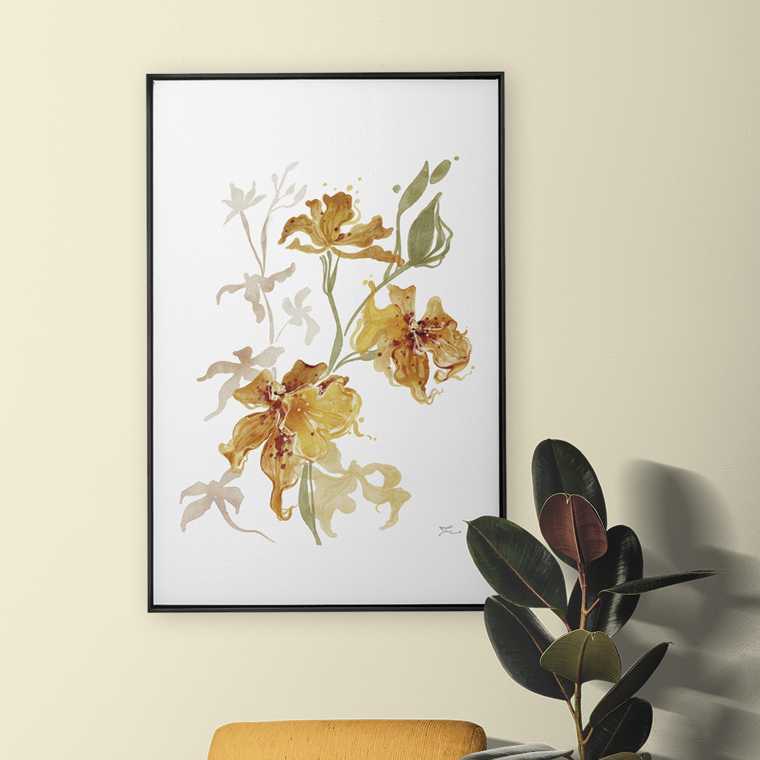 Quadro Decorativo Orquídea Laranja | Thaís Mota - Meu Rodapé