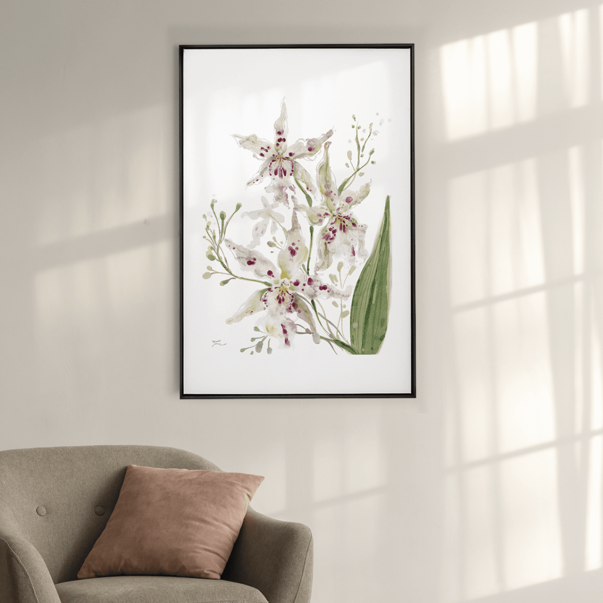 Quadro Decorativo Orquídea Pintada Branca | Thaís Mota - Meu Rodapé