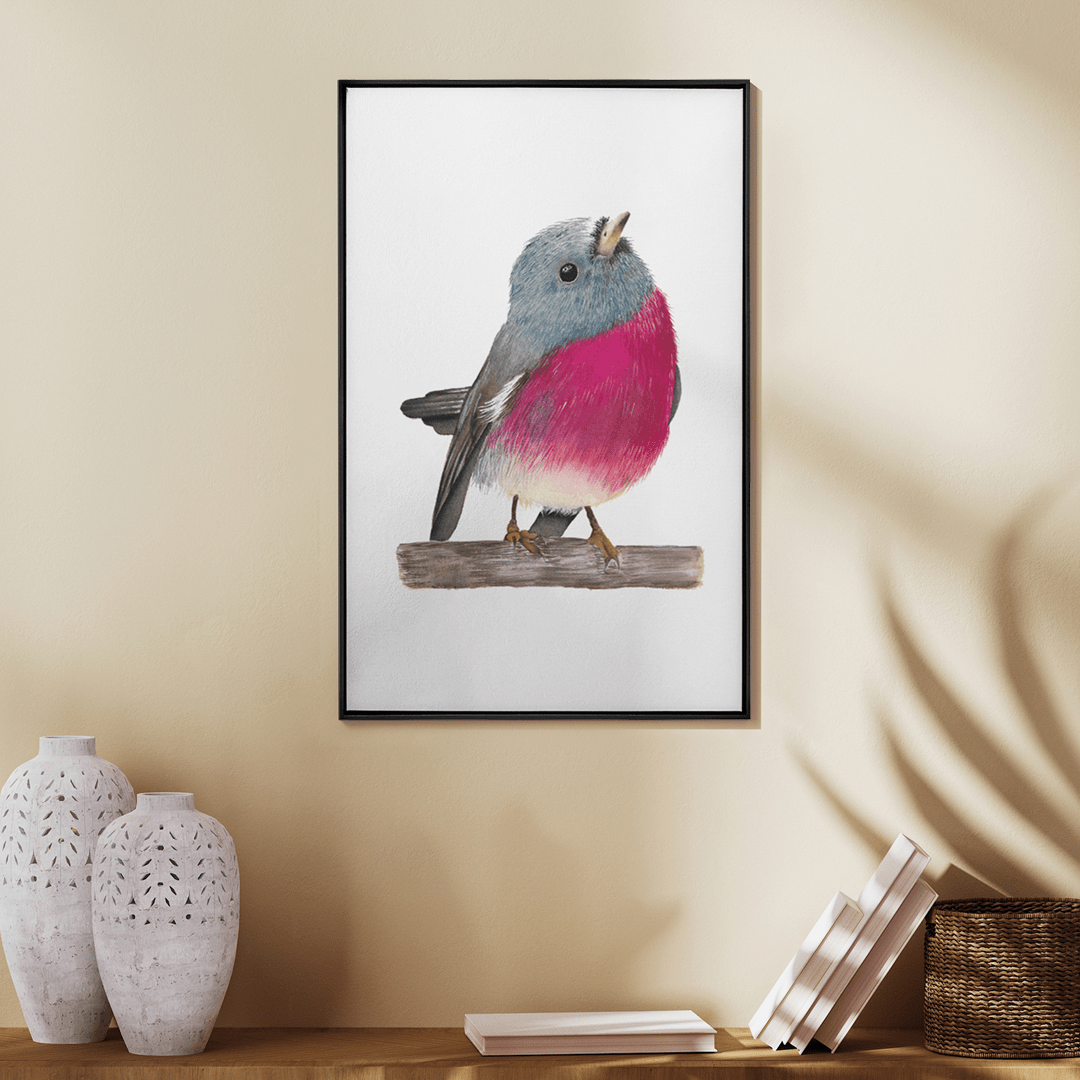 Quadro Decorativo Pássaro Pink Robin | Aline Gomes - Meu Rodapé