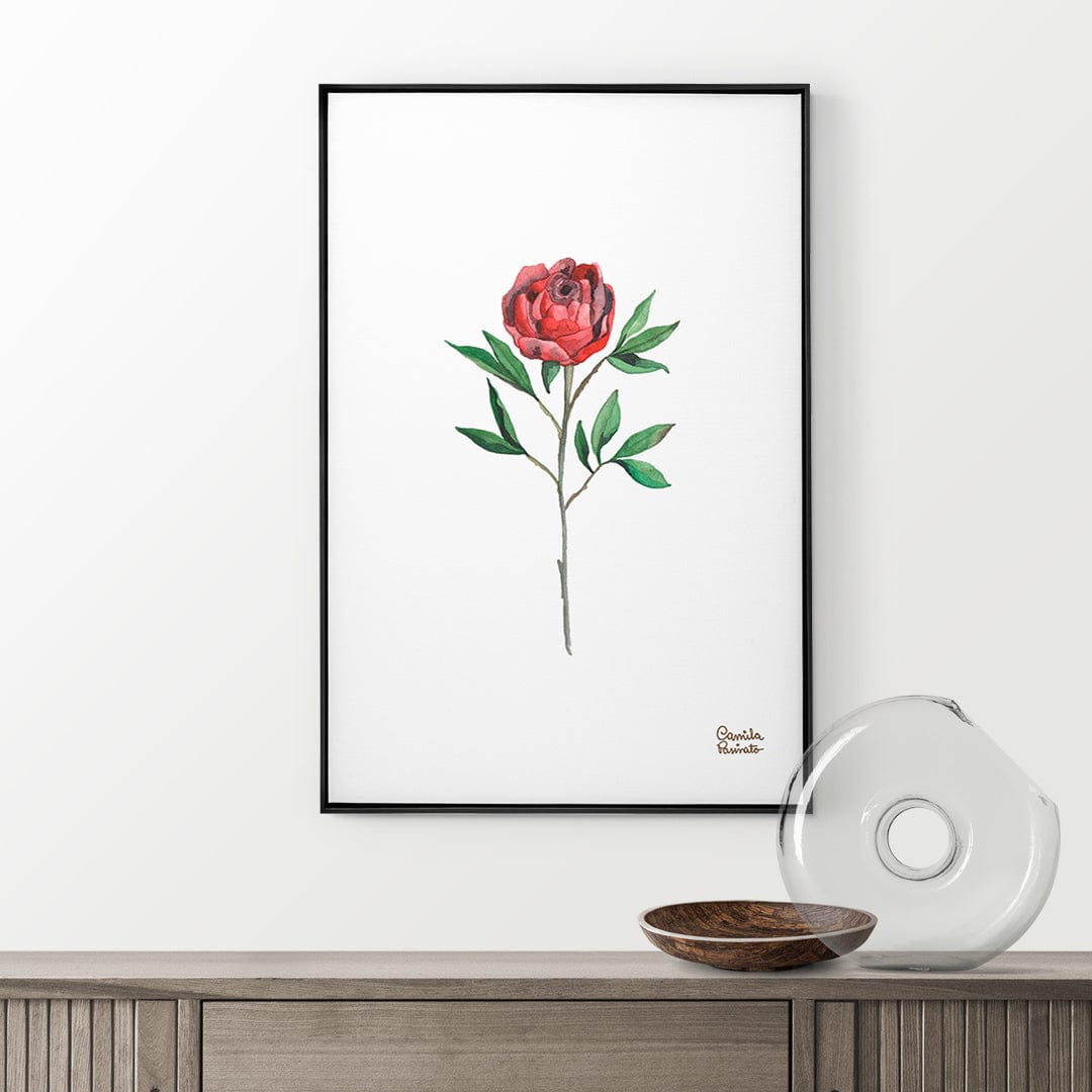 Quadro Decorativo Rosa Vermelha | Camila Pasinato - Meu Rodapé