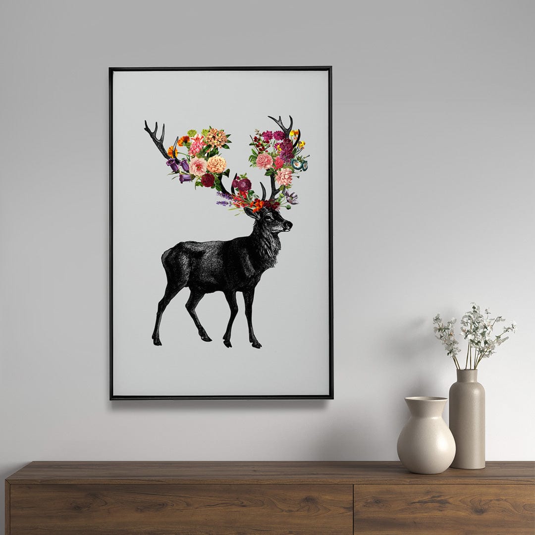 Quadro Decorativo Spring Itself Deer Floral | Tobias Fonseca - Meu Rodapé